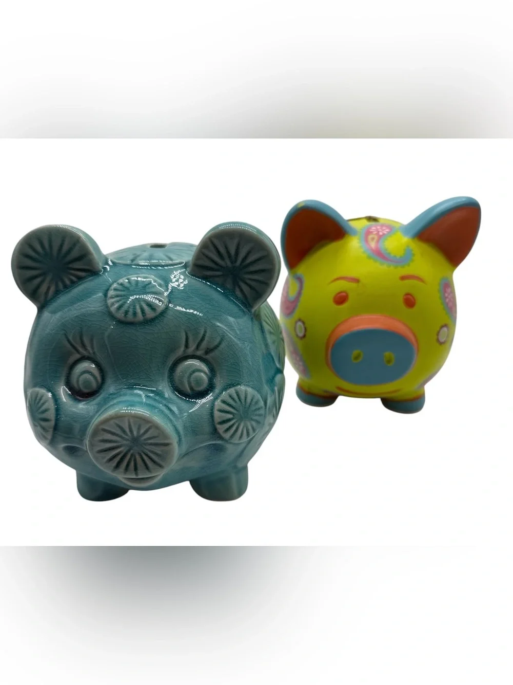 NWT Lot Of 2 Piggy Banks Coordinating Colors - Picture 1 of 11